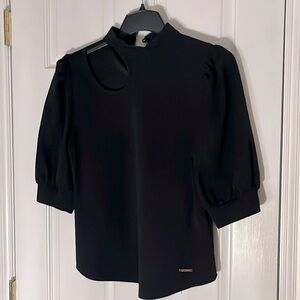 Black cut-out front short sleeve top